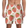 thumbnail image 2 of Picia Hand Drawn Strawberry pattern Mens Swim Trunks with Compression Liner Stretch Beach Shorts Quick Dry with Zipper Pockets No-Chafing Board Shorts-Large, 2 of 9