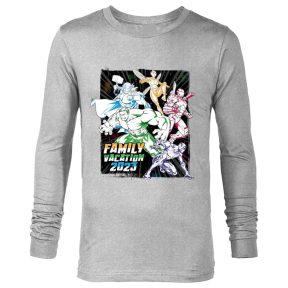 Marvel Avengers Family Vacation 2023 Iron Man Black Panther - Long Sleeve T-Shirt for Men - Customized-Athletic Heather