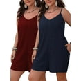 thumbnail image 4 of Cuteduck Women's Plus-size Casual Summer Halter Rompers Shorts Jumpsuit with Pockets,2-Pieces,1X-4X, 4 of 5