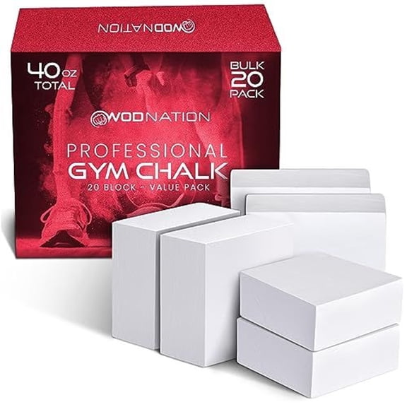 Gym Chalk Blocks - BULK 2.5 LBS (20 x 2oz Blocks) Premium Sport Hand Chalk - Easy Grip, Moisture Absorbing, Athletic Block Gym Chalk for Gymnastics, Rock Climbing, Power Lifting, & More!