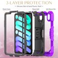 thumbnail image 5 of Case for iPad mini 6th Generation 8.3" 2021, Military Grade Protective Silicone PC Cover for iPad mini 6th Adjustable Kickstand & Shoulder Strap & Pencil Holder & 3-layer Protection,Purple+Black, 5 of 9