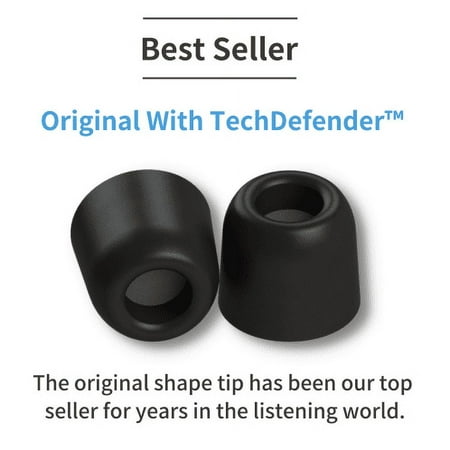 Comply 500 Series Foam Ear Tips with TechDefender: KZ, 64 Audio U-Series (ALL), Sennheiser IE100 Pro and More! Large, 3-Pairs, Black