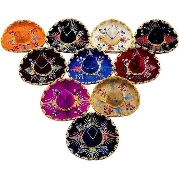 Novedades Cari 5-Pack Mexican Charro Mini Sombrero Hats - Mariachi Theme (5 inches)