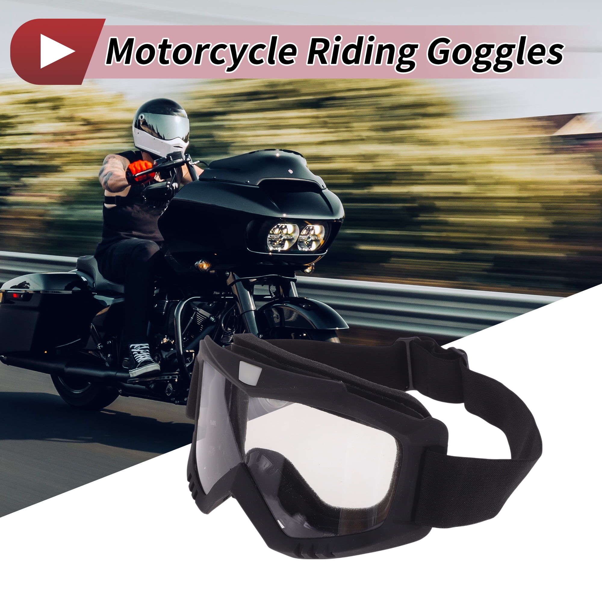 Unique Bargains Motorcycle Riding Goggles PC Cycling Sunglasses Clear Lens Black Frame