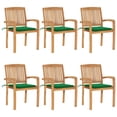 thumbnail image 1 of vidaXL Stacking Garden Chairs with Cushions 6 pcs Solid Teak Wood, 1 of 5