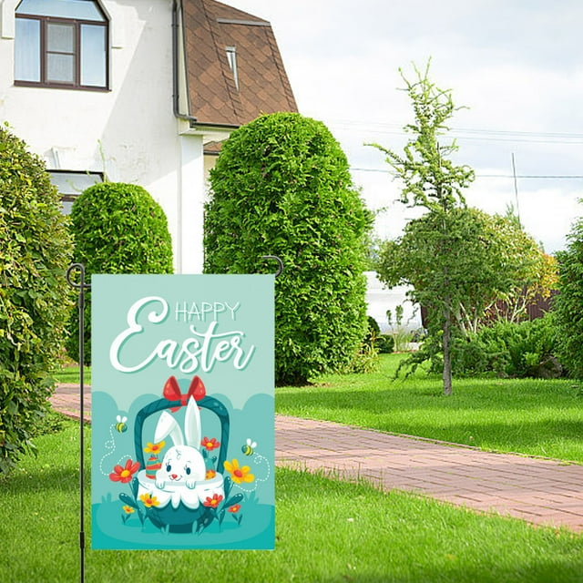 Aqestyerly Easter Garden Sign 12X18 Inch-Personalized Double-Sided Spring Outdoor Decor,Vibrant Easter Yard Decoration Gift,Weatherproof Durable Design for Easter Party,Home,Lawn,Egg Hunt C