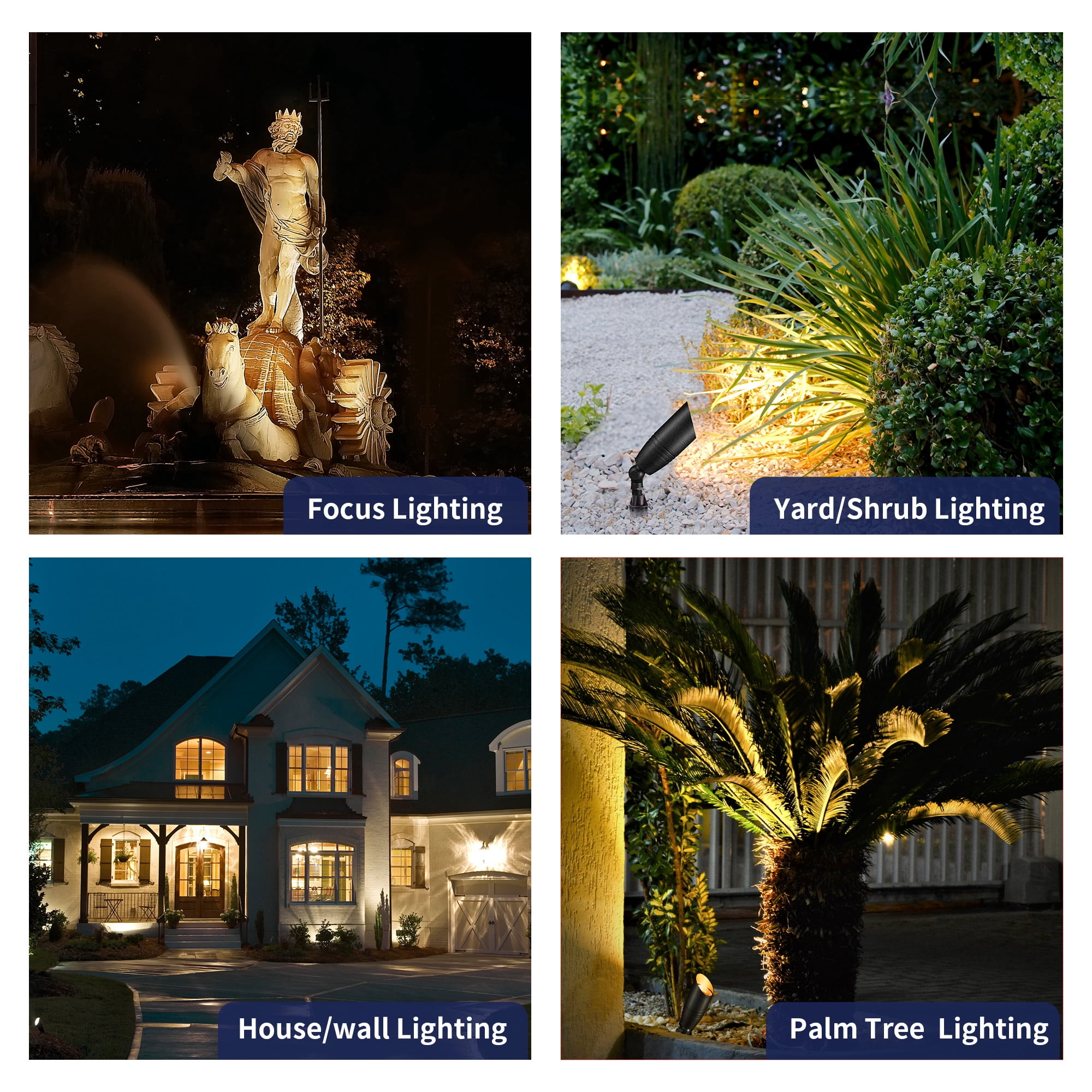 Gardenreet Solid Brass Landscape Spotlights Black, 12V Low Voltage Landscape Lights, Outdoor Bronze Spot Lights Waterproof Fixture Without MR16 Bulb