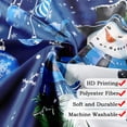 thumbnail image 3 of Blue Christmas Snowman Shower Curtain, Cute Winter Xmas Balls Wreath Bathroom Shower Curtains, Cute Winter Snowman New Year Holiday Decor Fabric Bath Curtain with Hooks, 70X72IN, 3 of 6