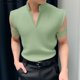 thumbnail image 4 of INCERUN Tops 2024 estilo coreano para hombre, diseño de puños y cuello levantado, camiseta informal, ropa de calle, camiseta lisa sencilla de manga corta S-5XL, 4 of 5