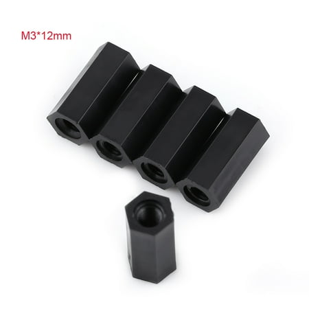 

100Pcs Black PA66 M3 Female x M3 Female Hex Threaded Spacer Standoff (M3*12)