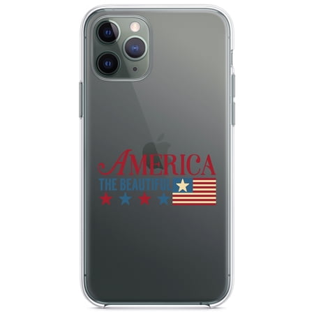 DistinctInk Clear Hybrid Case for Apple iPhone 13 Pro (6.1 Screen) - America the Beautiful Flag - Slim Profile Design