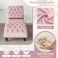 thumbnail image 4 of FFH Chaise Lounge Indoor, Velvet Button-Tufted Chaise Lounge Chair with Bolster Pillow, Pink, 4 of 7