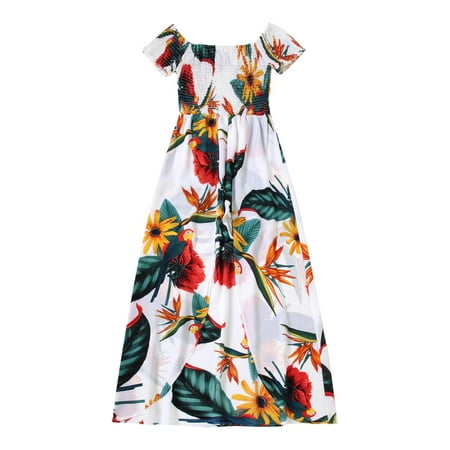 

vbnergoie Mommy And Me Off Shoulder Floral Printed Romper Jumpsuit Dresses Family Matching Outfits Pajama Family Christmas Kids Family Christmas Pajamas Baby