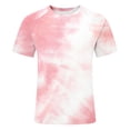 thumbnail image 3 of Tie Dye Print Short Sleeve T Shirt Birdseye Breathable Comfort Casual Tee For Daily Wear Men Fashion Top, S, Light Pink, 3 of 3