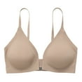 thumbnail image 4 of Sarapandan Women Bra Deep V Neck Wireless Seamless 3/4 Cup Push Up Breathable Front Close T Shirt Bra Milky Apricot L, 4 of 6