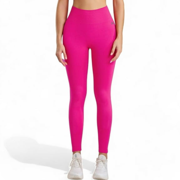 Seamless High Waist Compression Leggings - Small, Fuchsia