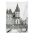 thumbnail image 3 of Ambesonne Paris Tablecloth Rectangular Table Cover, View from Pont Neuf, 60"x90", Black and White, 3 of 4