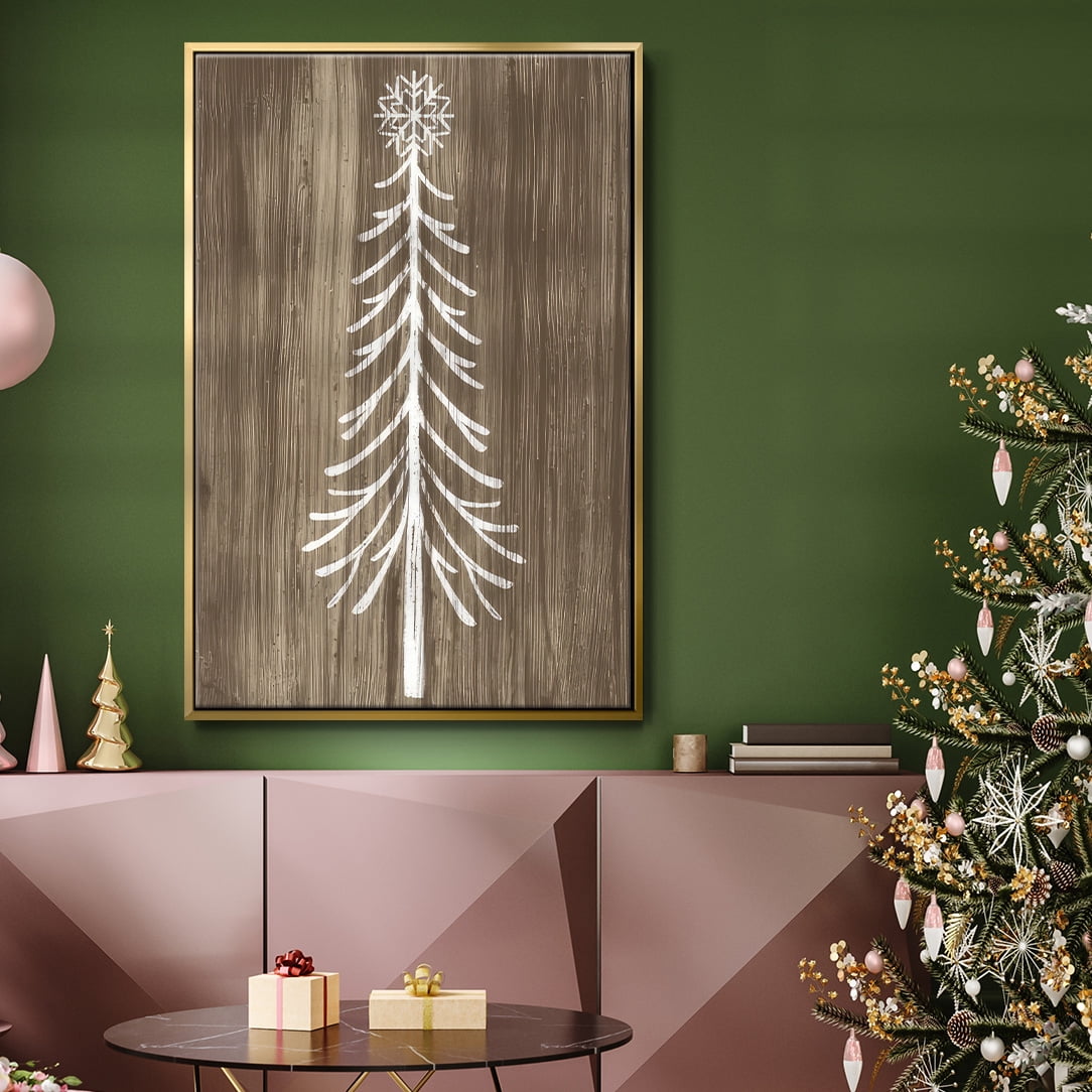 Barnwood Wonderland VII - Framed Gallery Wrapped Holiday Canvas - 27 x 41 - Gold Frame