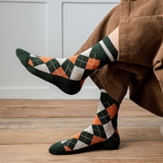 Socks Winter Men Socks Diamond Lattice Terry Middle Tube Stocking Sports Socks
