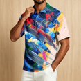 thumbnail image 5 of Men's Tie Dye Polo Shirts Short Sleeve Henley Button T Shirts Summer Vacation Causal Tees, M, 5 of 6