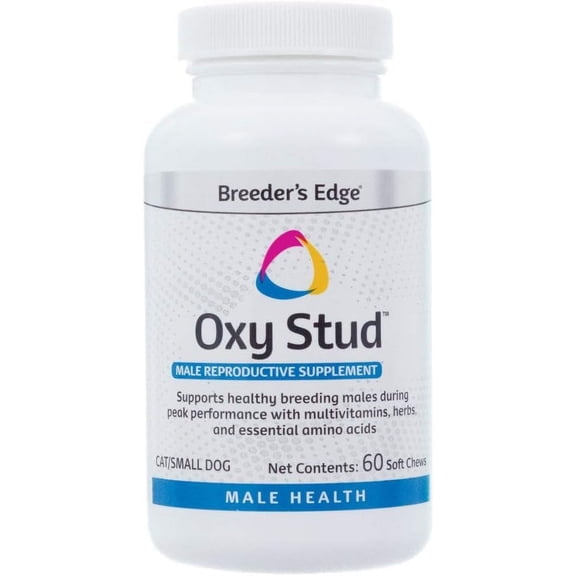 Revival Animal Health Breeder's Edge Oxy Stud- Male Performance Supplement- for Small Dogs & Cats- 60ct Soft Chews