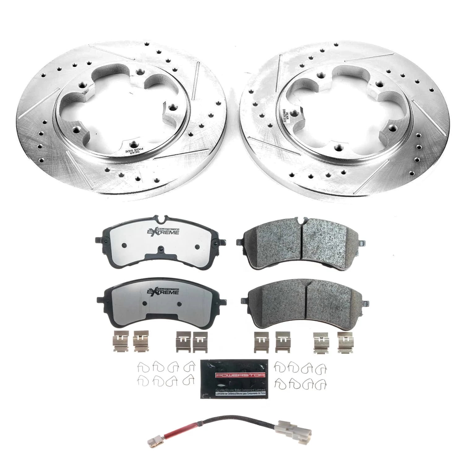 PowerStop Rear Z36 Truck & Tow Carbon-Fiber Ceramic Brake Pad and Drilled and Slotted Rotor Kit K9054-36