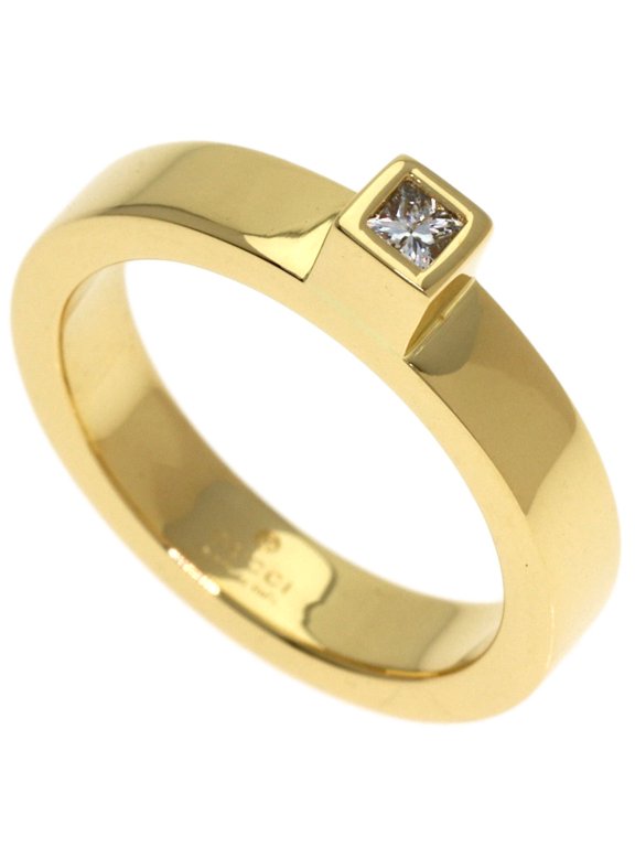 Pre-Owned Gucci Square Diamond Ring, 18K Yellow Gold, Women's.
