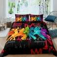 thumbnail image 3 of Housse de Couette Rock Musique Très Grand Ensemble de Literie Jazz Musique pour Adolescents Housse de Couette Graffiti Hip Hop Notes de Musique Polyester, 3 of 6