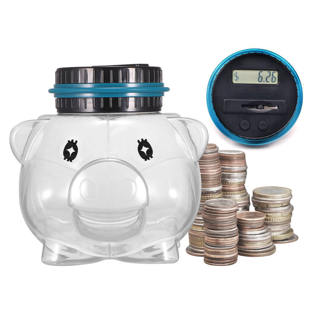 Electronic Digital LCD Coin Counter Counting Jar Money Saving Piggy Bank Box CHK 