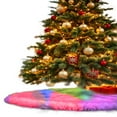 thumbnail image 2 of FabricLA Pastel Patch Faux Fur Tree Skirt Cut - 48-Inches with Rounded Edges (No Backing) for Christmas, 2 of 8