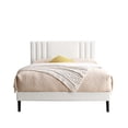 thumbnail image 4 of Aukfa Queen Size Bed Frame with Upholstered Adjustable Headboard, Faux Leather Platform Bed with Wood Slats Support, No Box Spring Needed, White, 4 of 8
