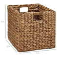 thumbnail image 2 of 12x12in Hyacinth Baskets, Rustic Set of 5 Multipurpose Collapsible Storage Organizer, Handwoven Laundry Totes for Bedroom, Living Room, Bathroom, Shelves w/Inserts - Chestnut, 2 of 4
