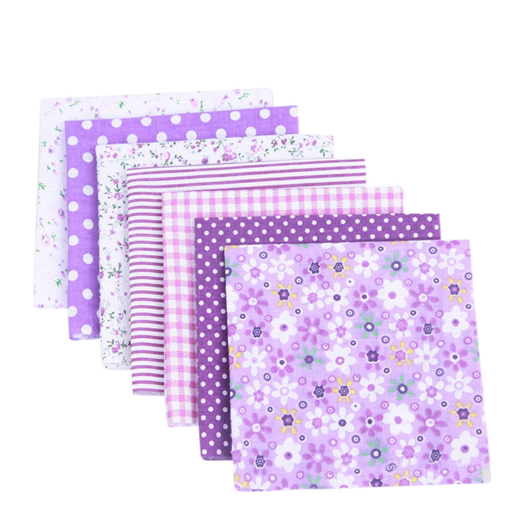 Qianying Quilting Fabric Misscrafts 7pcs 25 x 25cm Cotton Fabric Making Supplies Craft Patchwork Fabric Bundle Fat Quarter Pre-Cut Quilt Squares for Sewing Scrapbooking