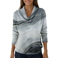thumbnail image 4 of Dwralegc Elegant Retro Soft Triangle Neck Printed Scrub Sweater Top Trendy Printed Scrub Jumper Knit Pullover Cowl Neck Tops Long Sleeve Loose Winter Spring Sweater Gray M, 4 of 5