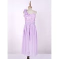 thumbnail image 5 of CHICTRY Girls Teens Flower Girl Romper Dress Formal Party Wedding Bridesmaid Maxi Dress One Shoulder Ball Gown A Lavender 14, 5 of 7