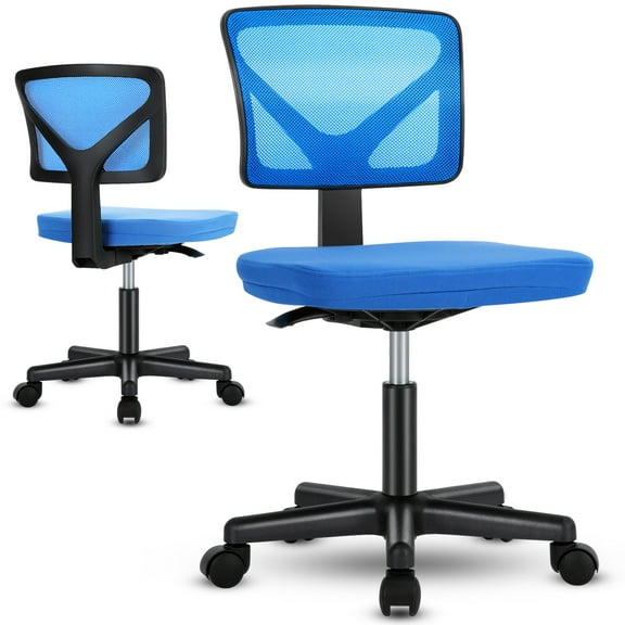 MAYEERTY Home Office Desk Chair, Armless Mesh Computer Chair Small Space Swivel Adjustable Low Back Task Chair for Teens/Adults, Orange