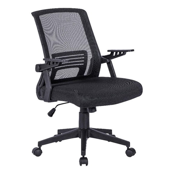 Pemberly Row Ergonomic Modern Plastic Mesh Office Chair in Black