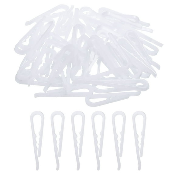 100Pack Durable Plastic Alligator Clips, 1.97" White U Shape Shirt Clip Clothespins with Teeth