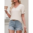 thumbnail image 6 of Yesfashion Womens Short Sleeve Tops Summer Casual V Neck T Shirts Blouses Solid Textured Knit Tee Tunic, 6 of 8