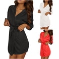 thumbnail image 3 of THDHVS Robes for Women,Women 3PC Icy Silk Robe and Chemise Set with Matching Accessories for Ultimate Comfortable and Elegant Home Loungewear Red Free Size, 3 of 7