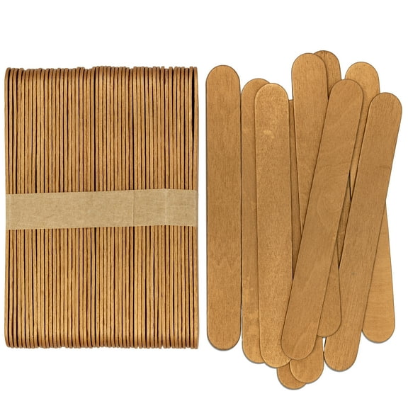 CraftySticks- 50 Pack 6 Inch Gold Metallic Painted Wood Craft Sticks, Jumbo Popsicle Sticks for Crafts, Learning and STEM Basics