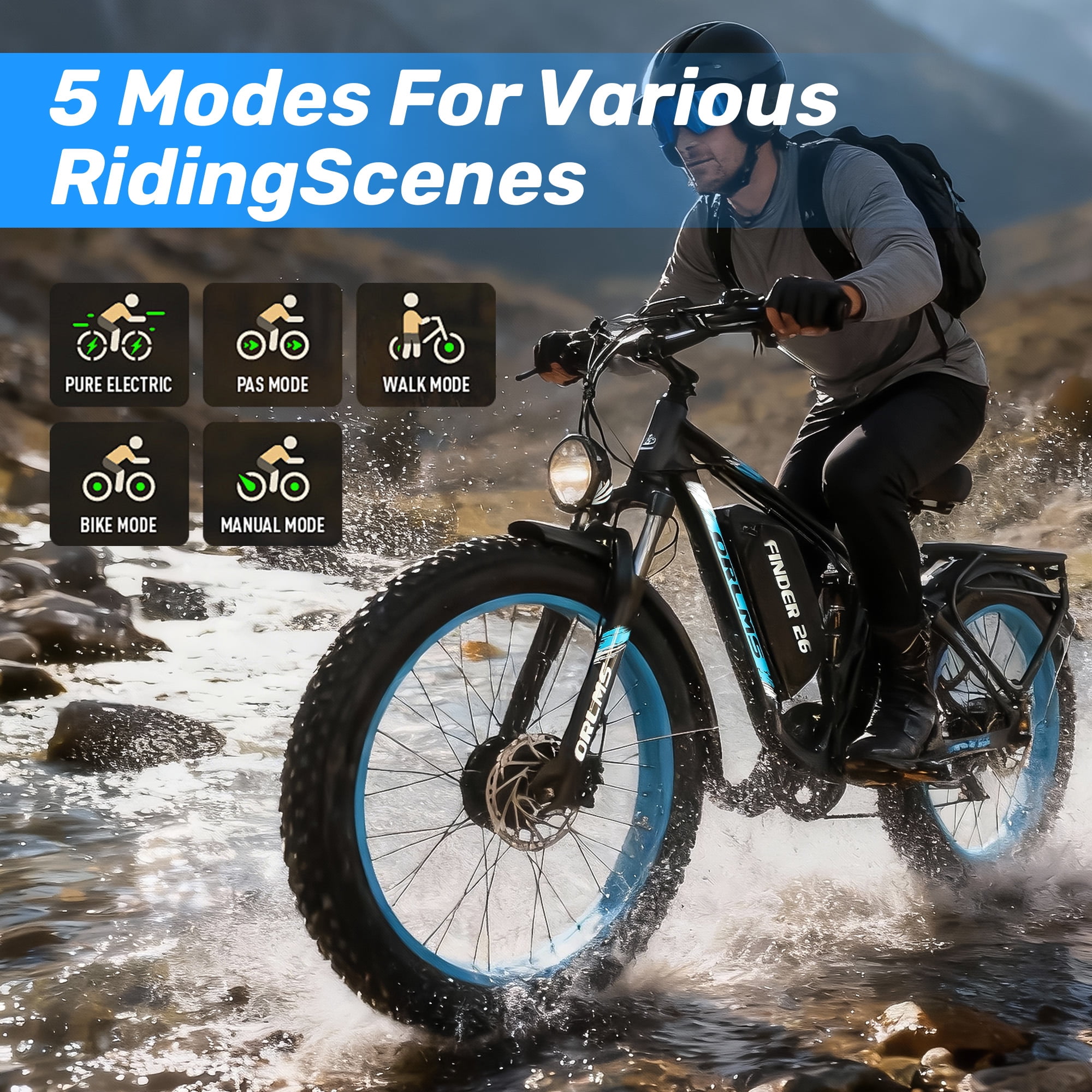 Dual Motor Electric Bike for Adultse,60V/25Ah,6000W Motor Full Suspension 45MPH High-Speed,26'' Fat Tire Electric Bike,Hydraulic Brakes,for Adults off-Road Commuting