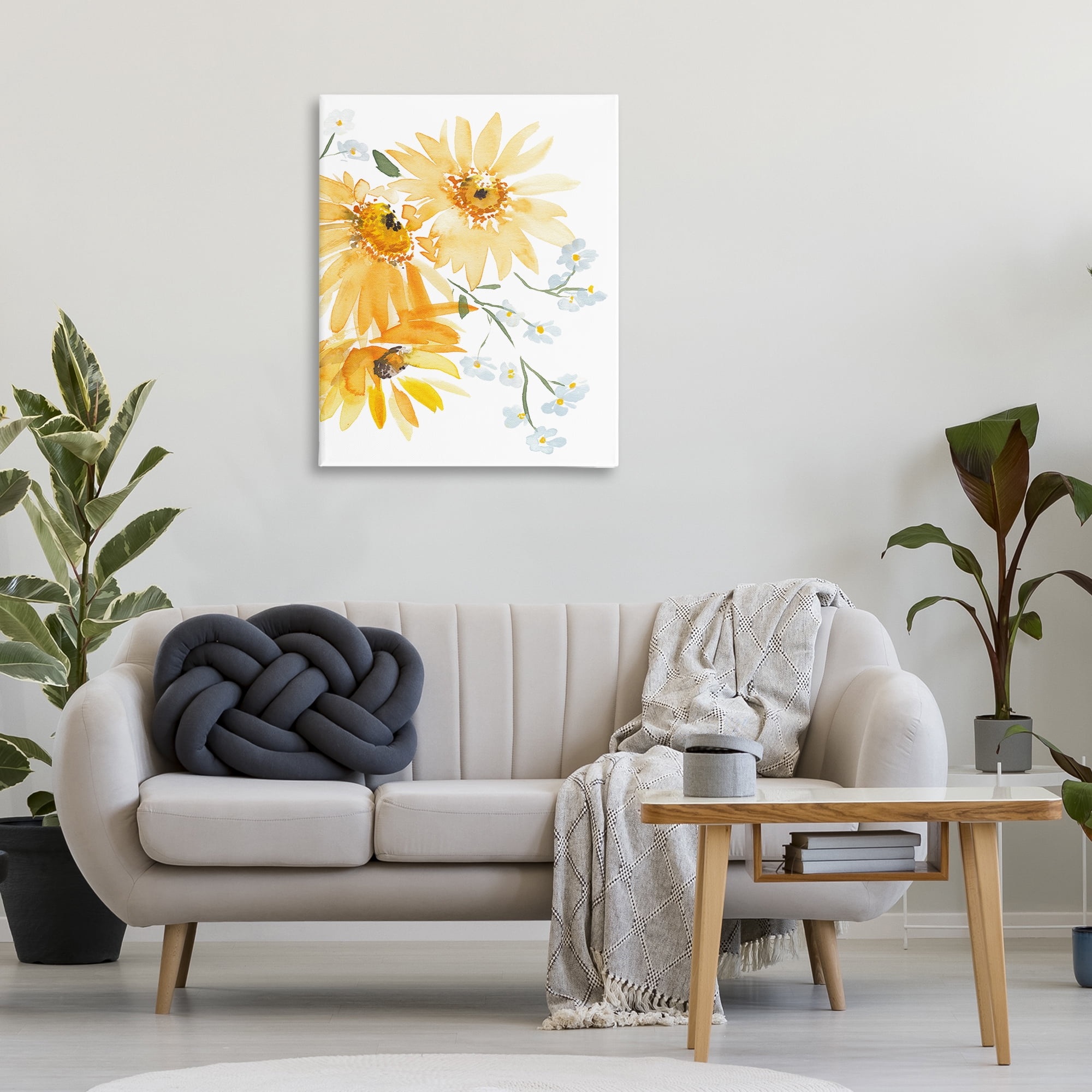 Stupell Industries Modern Yellow Daisies Botanical & Floral Painting Gallery Wrapped Canvas Art Print Wall Art, 30 x 40