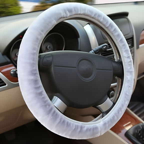 LADYGYM Universal Mesh Fabric Steering Wheel Plush Car Steering Wheel Cover Set Warm Soft Fuzzy