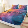 thumbnail image 5 of Manfei Oil Paint Paw Bed Sheets, Splash Rainbow Full Size Sheets, Blue Orange, 4 Pieces, 1 Flat Sheet, 1 Fitted Sheet and 2 Pillowcases, 5 of 6