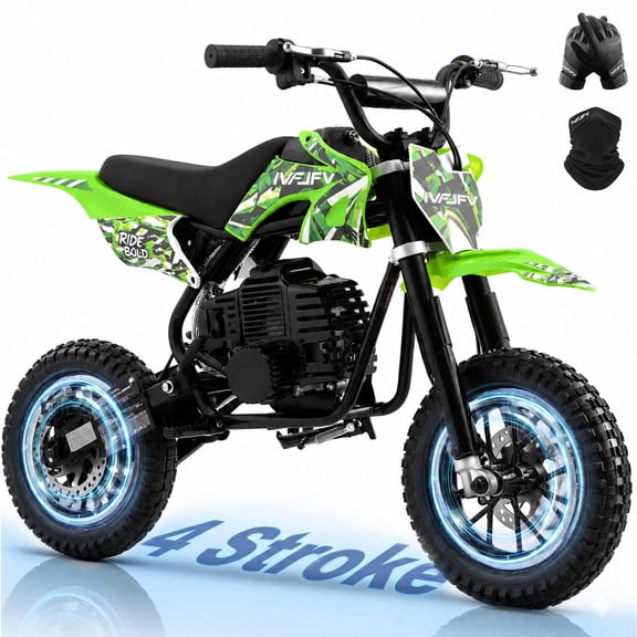 39cc 4-Stroke Off-Road Mini Bike Gas Powered, 20 MPH max Speed, 27 Miles Range, Dual Disc Brakes, EPA Approved Pocket Bike Supports 165 lbs for Teens,Green