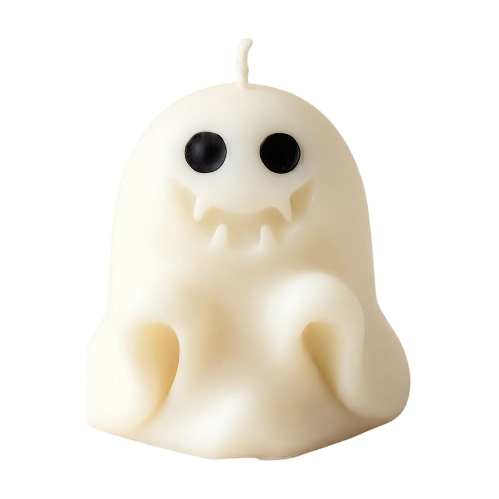 Halloween Ghost Shaped Candle, Cute Spooky Themed Decor, Cream White Wax Ornament, Creative Scented Figure for Home Party Table Arrangement, Holiday Gift