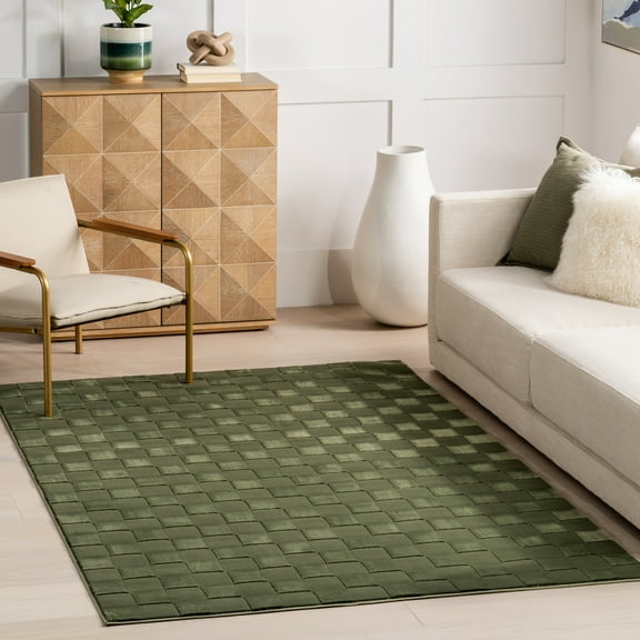 nuLOOM Alaiya Checkered Machine Washable Area Rug, 8' x 10', Green