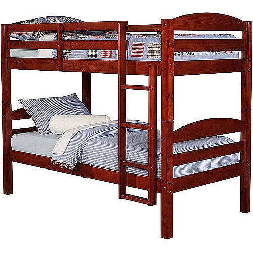 Mainstays Twin Over Twin Wood Bunk Bed, Cherry