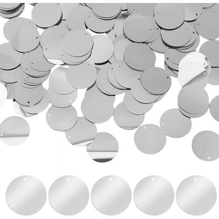 500Pcs Flat Round Sequin Paillettes 0.98" / 25mm Clear Loose Sequins with Hole Spangles Sewing Crafts for Jewelry Making Wedding Bridal Clothing Embroidery Craft Applique Embellishment diy
